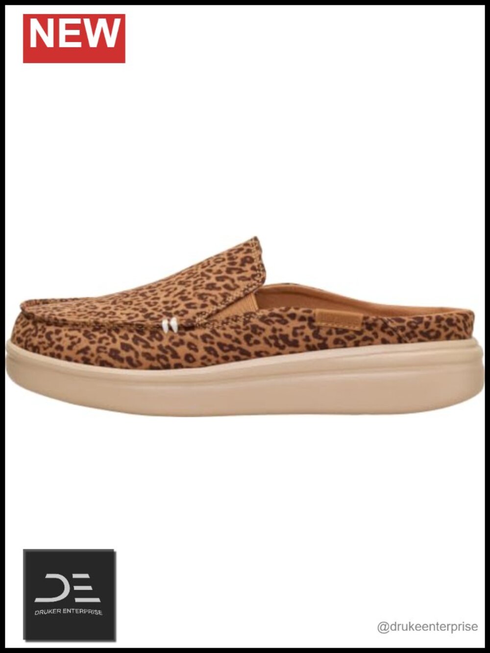 Women's Animal Print Platform Mule Slip-On Shoes with Synthetic Upper